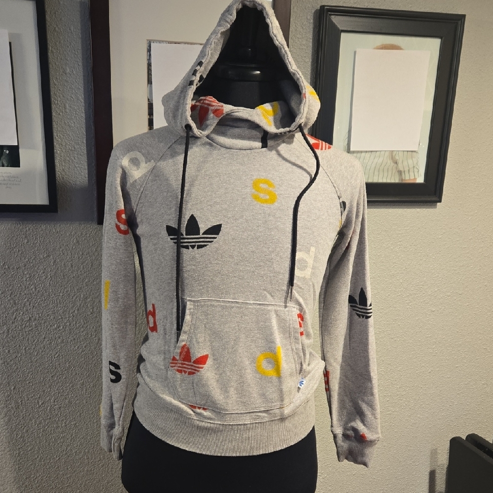 Adidas Gray Sweater with Colorful Logo Accents